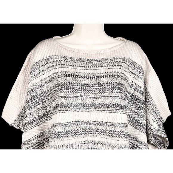 Lane Bryant Womens Short Knit Poncho Sweater OS One Size Palomino Tan Black  New - Picture 6 of 11